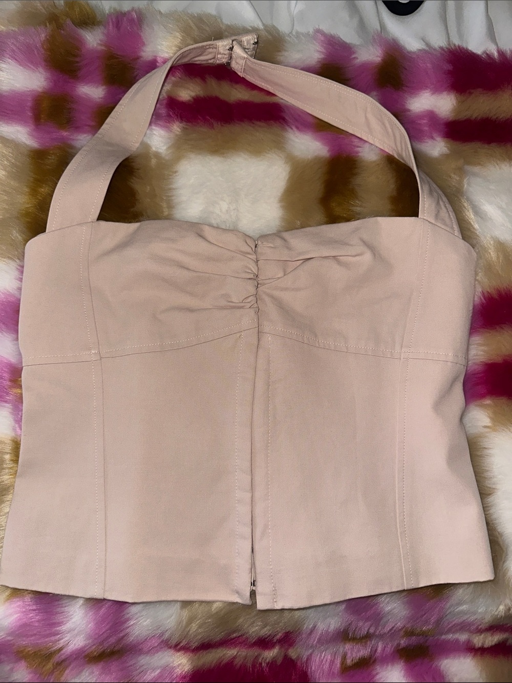 Zara Blush Pink Halter Bustier Top